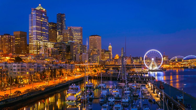 Seattle Waterfront After Sunset